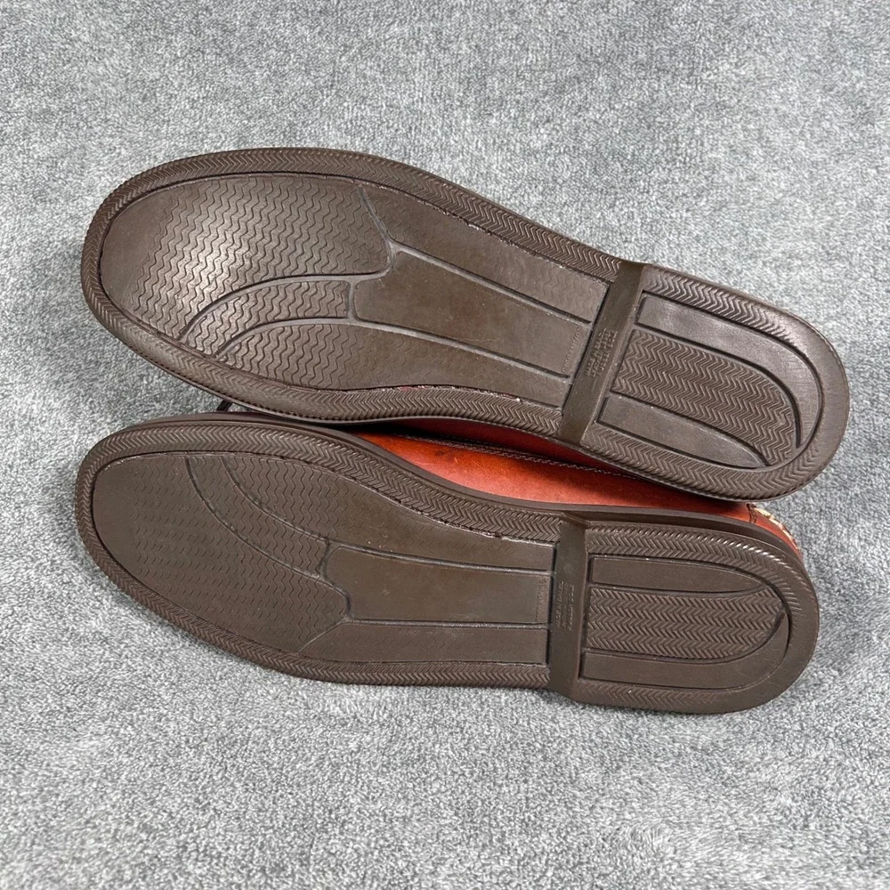 VTG Lands' End Boat Shoes 90s Leather Brown MocToe Loafers Men 10.5M Brazil